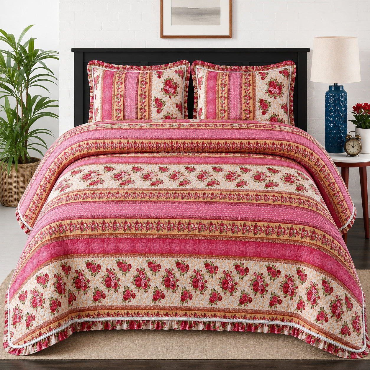 Rose Garden Fancy Bedspread Set (3 PCS) – GL 1257