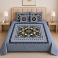 Imperial Azure Collection – Luxury Blue Digital Bedsheet Set (5 Pcs) – D-10092