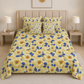 Imperial Azure Collection – Floral Luxury Digital Bedsheet Set (5 Pcs) – D-10064