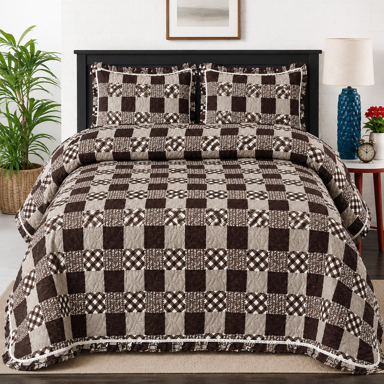 Graceful Patchwork Fancy Bedspread Set (3 PCS) – GL 562
