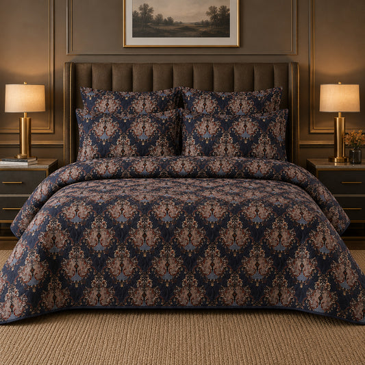 Royal Midnight Heritage Luxury Bedspread Set (6 Pcs) – IH 948