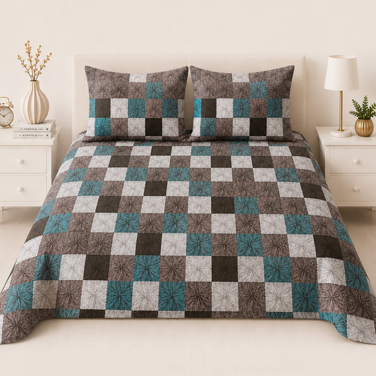Modern Mosaic Bed Sheet Set (3 Pcs) – D-2168