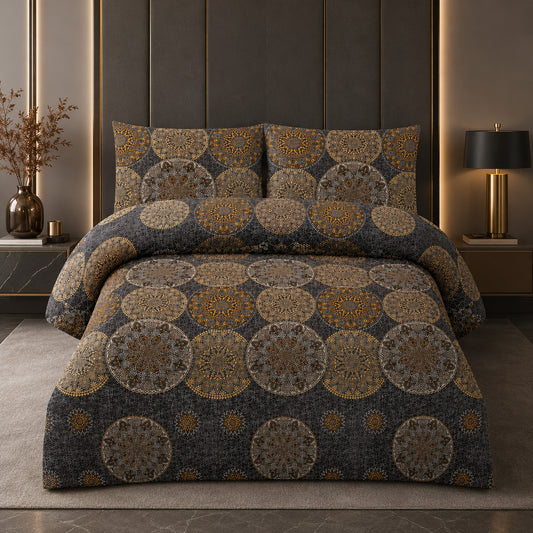 Golden Medallion Printed Luxury Bedspread Set – RE 1080