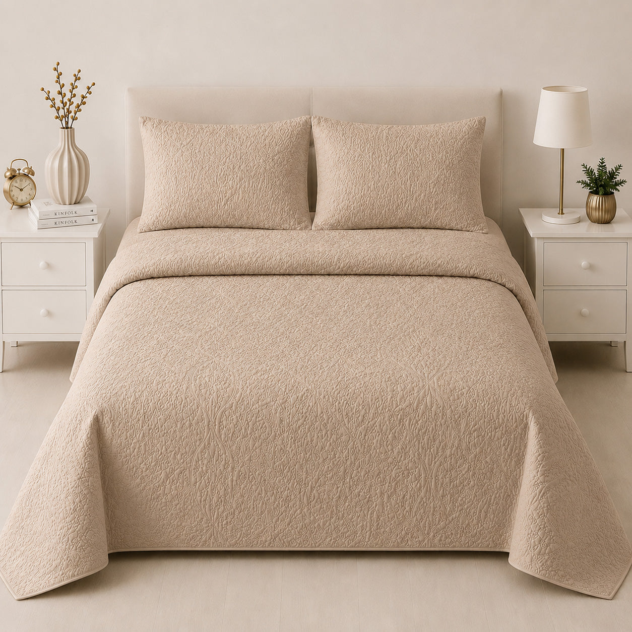 Serene Ivory Bedspread Set (3 PCS) – DES 202